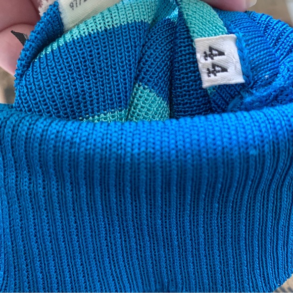 GIANNI VERSACE COUTURE vintage stripe knit turtleneck blouse blue black top - Picture 7 of 9